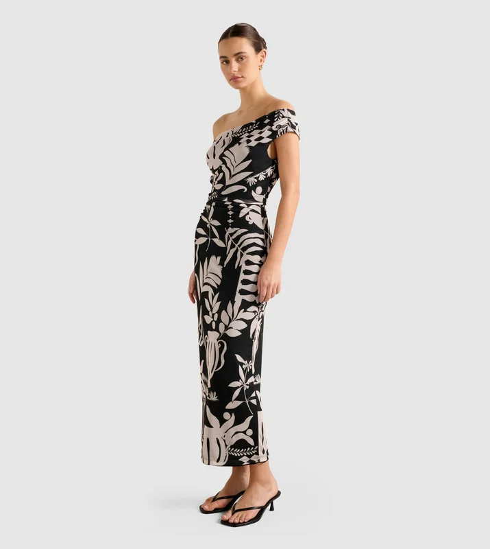 forever new  GISELLA Printed Tipped Mesh Midi Dress for Women | Best Price UAE